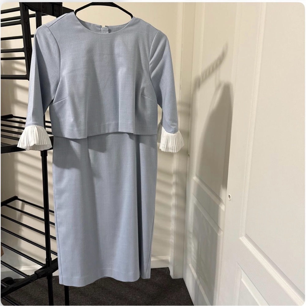 Ann Taylor Light Blue Dress with White Accents